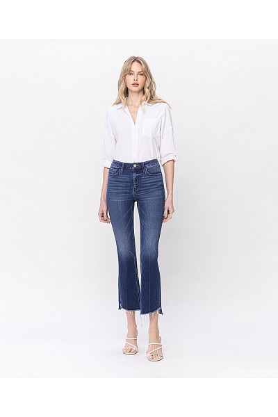 HIGH RISE RAW W STEP HEM KICK FLARE